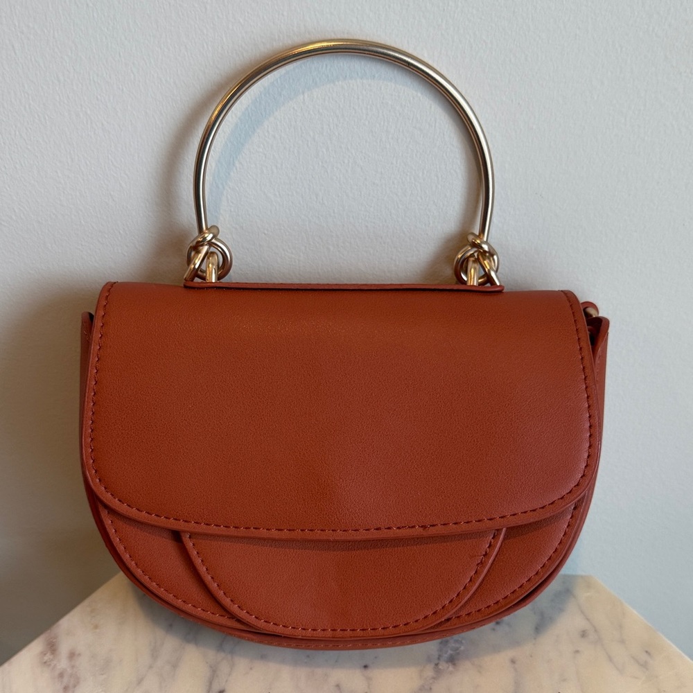 Melie Bianco Rust Mini Bag with Gold Handle